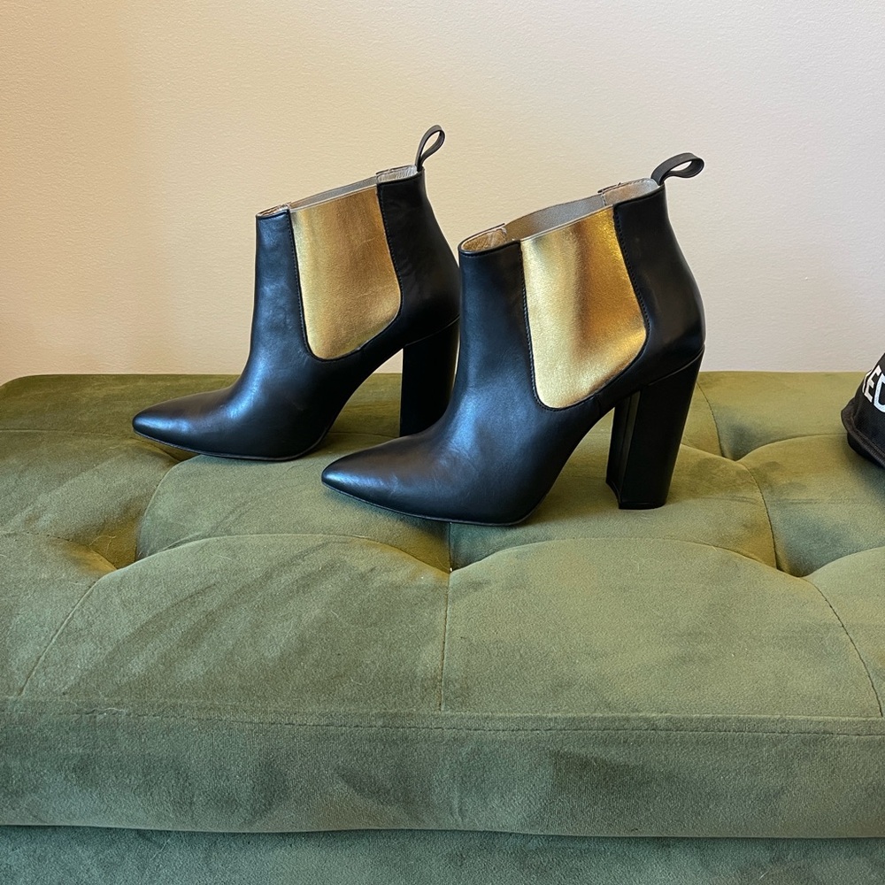 Elegant Black and Gold Ankle Boots